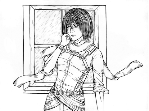 Mikasa Ackerman Coloring Page